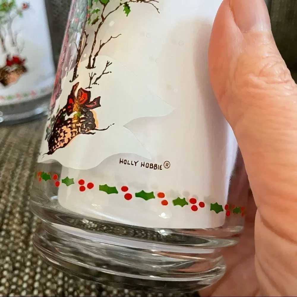 3 Vintage 1982 Holly Hobbie American Greetings Holiday Drinking Glasses Coca Col